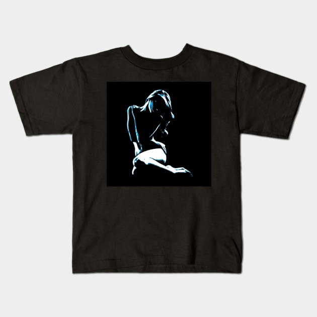 woman silhouette art Kids T-Shirt by Leticia Diab